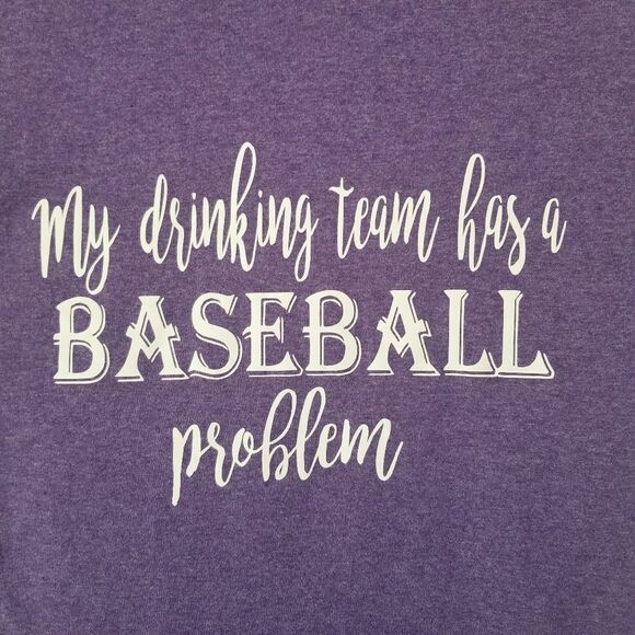 Gildan Purple Drinking & Baseball T-Shirt - Picture 3 of 6